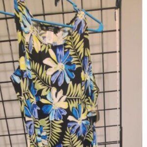 Ashley Blue Tropical Shift Dress 2X